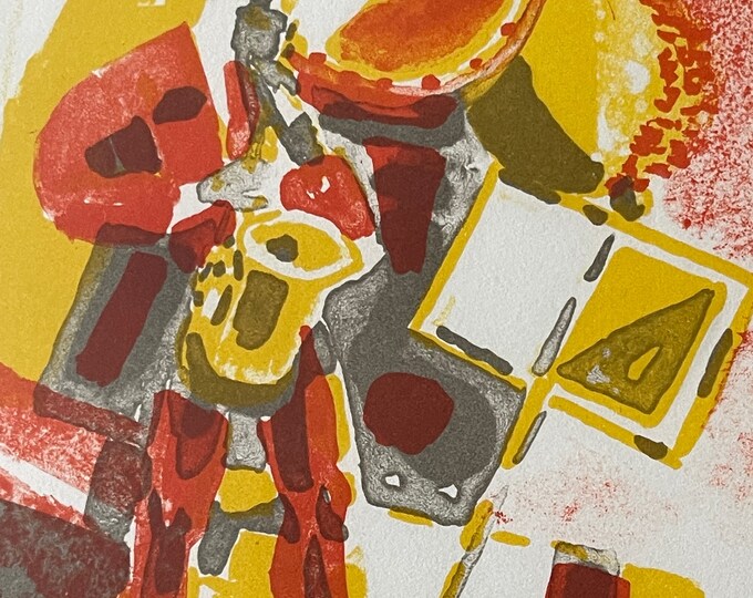 Vintage Abstract Jazz Musician Lithograph Lambert Mid Century Modern Art Signed and Numbered