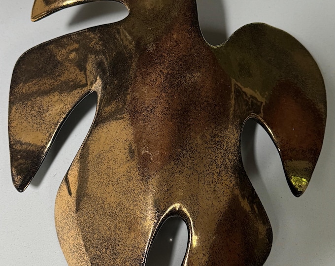 Vintage MCM Abstract Gold Ceramic Wall Pocket Vase Planter Figural Mid Century Modern