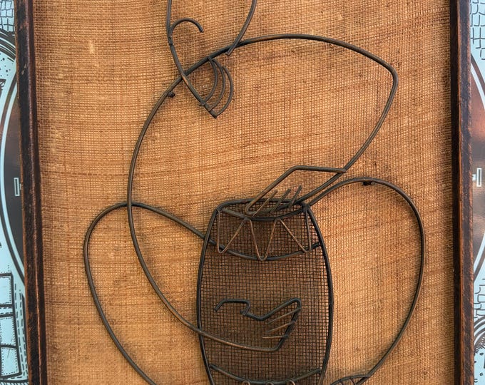 Vintage MCM Wire Figural Drummer Wall Hanging Art Mid Century Modern 1950s Weinberg Style