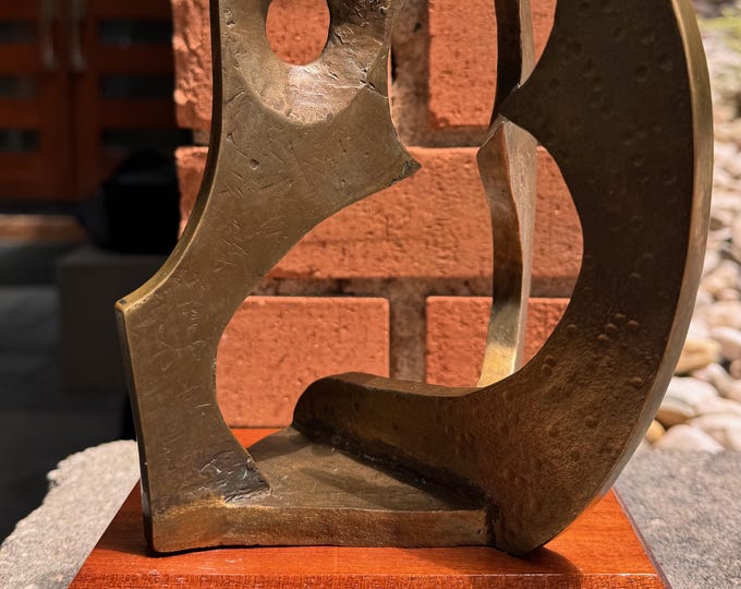Vintage Abstract MCM Brass Metal Sculpture Mid Century Modern Art 50s 60s