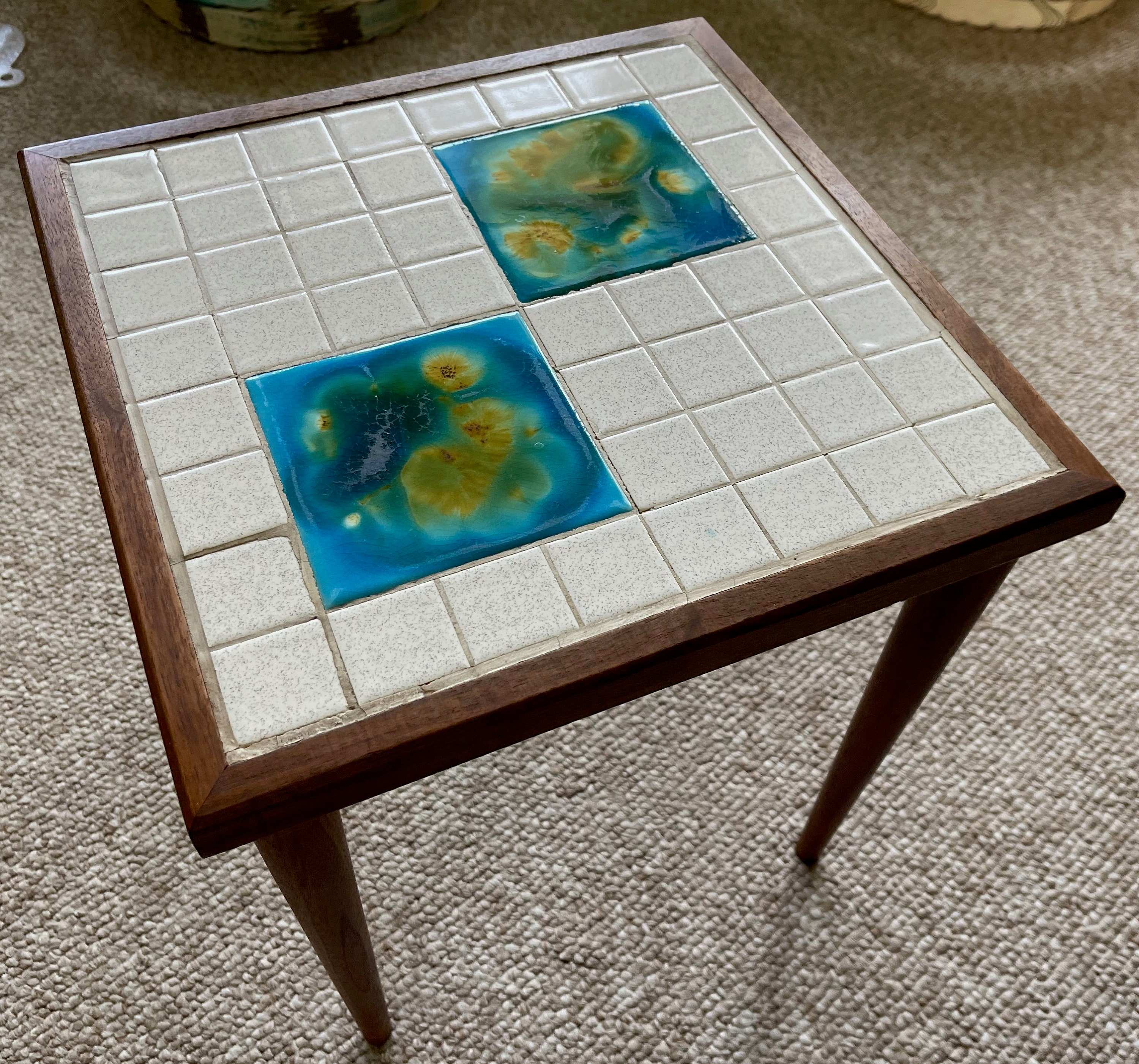 センターテーブル・ローテーブル 1960s Vintage Tile top Table MidCentury RESERVED FOR SHANE - Vintage 1960s Ceramic Tile Wood Table