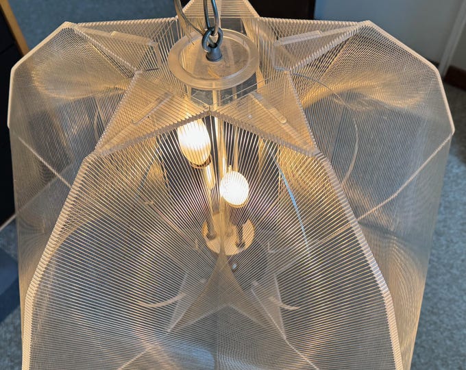 Vintage Clear Acrylic String Pendant Light Lamp Mid Century Paul Secon Sompex