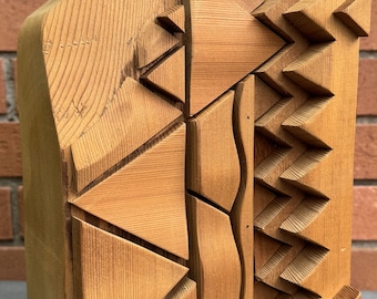Vintage Abstract Handmade Wood Shapes Sculpture Modern Art Object SHOEmaker MCM