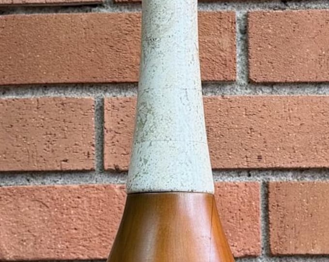 Vintage MCM 60s Wood Stone Lamp Mid Century Modern Lighting Bowling Pin Shaped