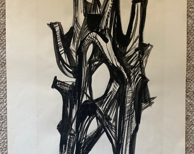 Vintage 1960s Mixed Media Abstract Illustration Mid Century Modern Robert Smith - E