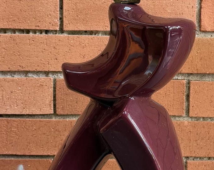 Vintage Burgundy Abstract Ceramic Lamp Mid Century Modern Lighting MCM #2 As-Is