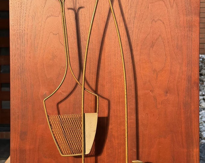 Large Vintage MCM Sculptural PETER PEPPER Wire Metal Bottles Wood Wall Hanging 1960s