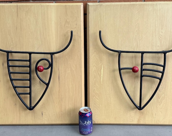 Vintage MCM Metal 50s Abstract Bull Wall Hangings Mid Century Atomic Sculptural Wall Hanging Plaques