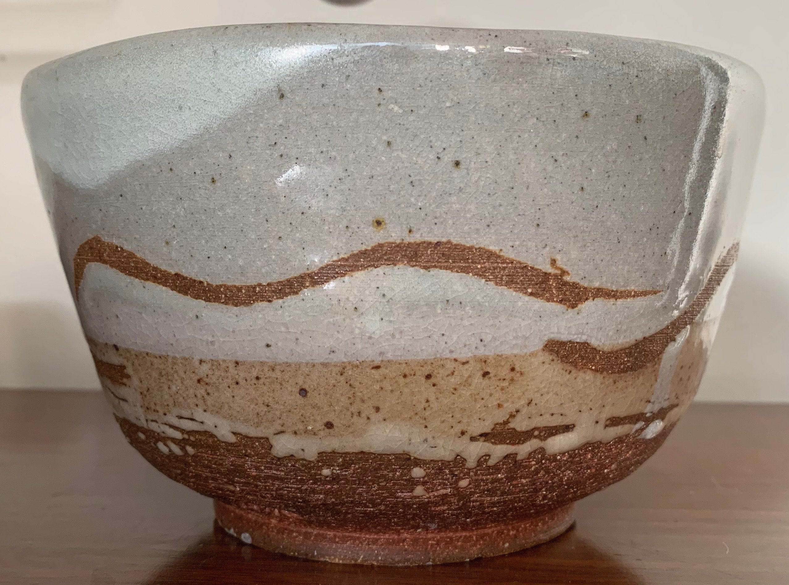 Vintage Studio Pottery Round Stoneware Ceramic Bowl Mid Century Modern