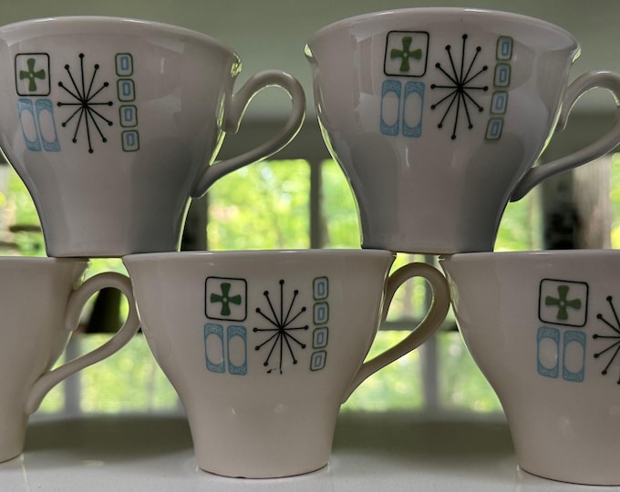 Vintage Handled Cups MCM Color Craft Taylor Smith Taylor Jamaica Bay Atomic 50s