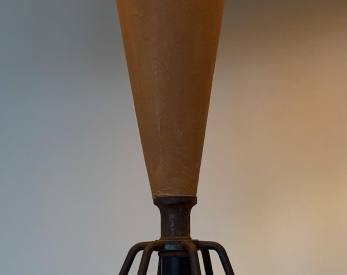 Vintage MCM Table Lamp Burlap Shade Mid Century Modern Lighting 50s 60s Atomic Era