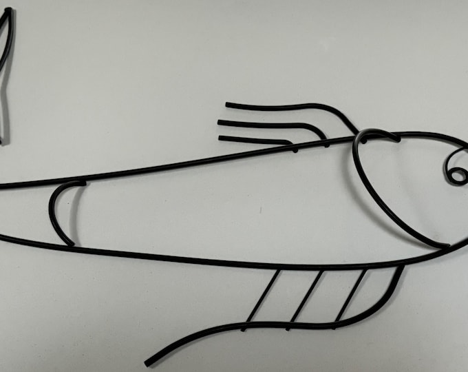 Vintage 50s Sculptural Wire Metal Fish Wall Art Mid Century MCM Modern Atomic Era