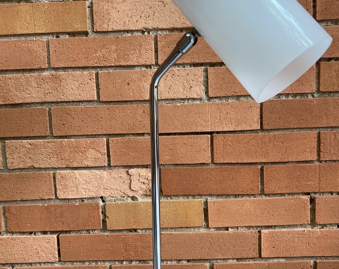 Vintage 1970s Adjustable Chrome Plastic Cylinder Shade Lamp Mid Century Lighting