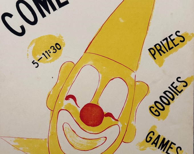 Vintage Fair Advertising Screen Print Poster Modern Art Clown Circus 60s 70s