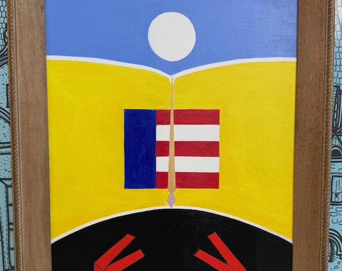 Vintage Abstract Abstract Acrylic Painting Modern Signed REM Menges The Warning