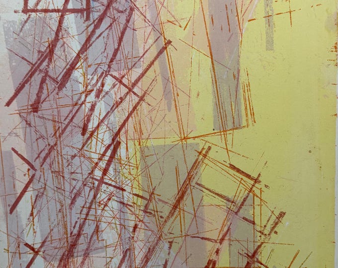 Vintage 50s MCM Geometric Shapes Abstract Screen Print Mid Century Modern Art Signed Higgins - G