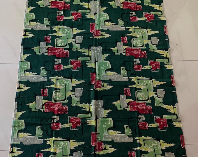 Vintage MCM Abstract Barkcloth Panel Fabric Mid Century Modern 50s  Atomic Era 86" x 44"