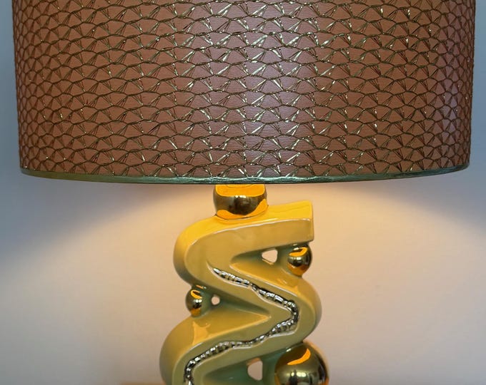 Vintage MCM Kron Ceramic Lamp Zig-Zag Mid Century Modern Atomic Chartreuse 1950s