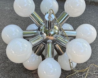 Vintage MCM 1960s Chrome Sputnik Light Fixture Lamp Mid Century Modern Space Age