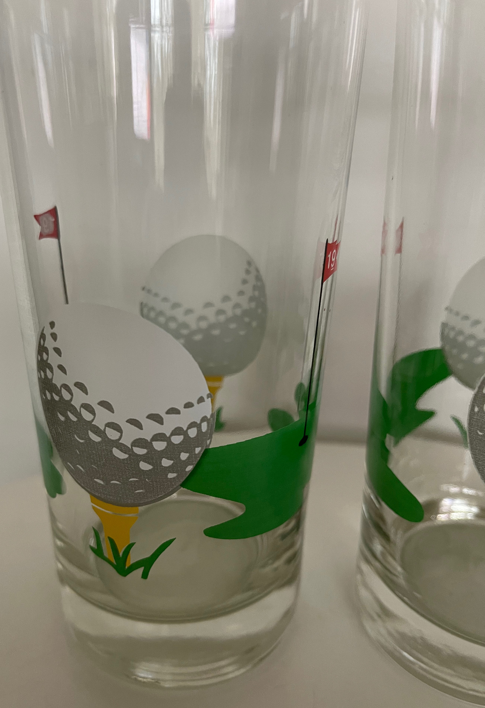 Pair Vintage 70s Golf Golfer Tall Drinking Glasses Modern Hole Etsy