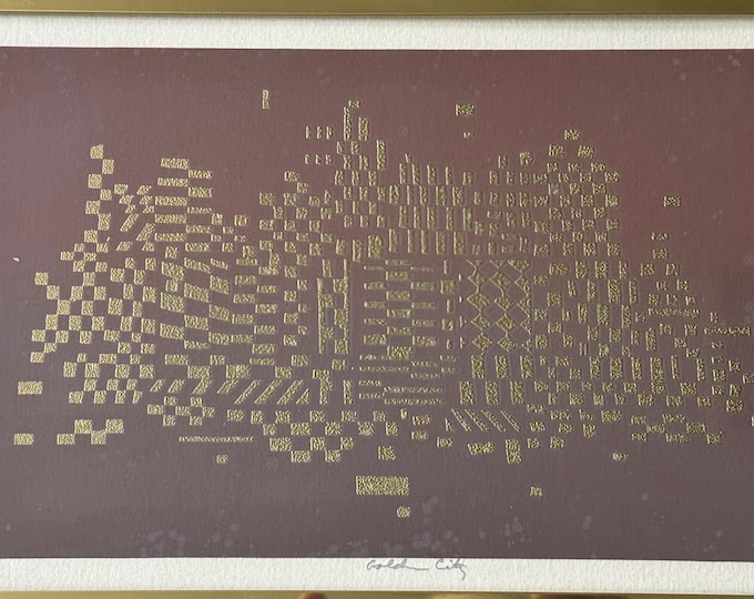 Vintage Harris Strong "Golden City" Print Mid Century Modern MCM Art Wall Hanging