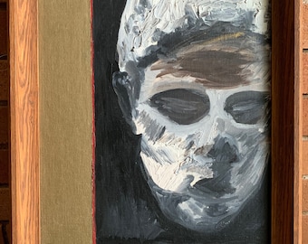 Vintage 1960s Textured Face Head Painting Mid Century Modern Art Wall Hanging Milton Marion St. Louis Artist