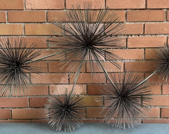 Vintage Jeré Brass Pom Pom Sea Urchin Sculpture Wall Hanging Modern Art 70s
