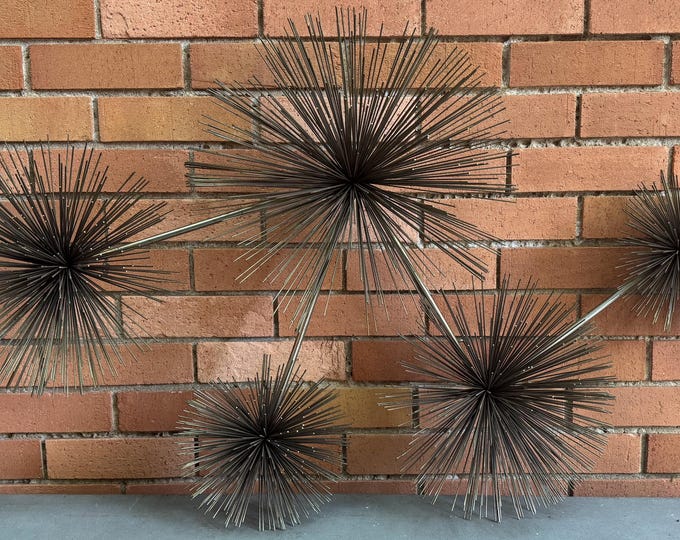 Vintage Jeré Brass Pom Pom Sea Urchin Sculpture Wall Hanging Modern Art 70s