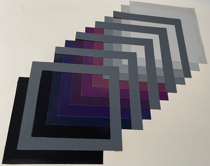 Vintage Geometric Square Shapes Paper Art Collage Wall Hanging Mid Century Modern Barken