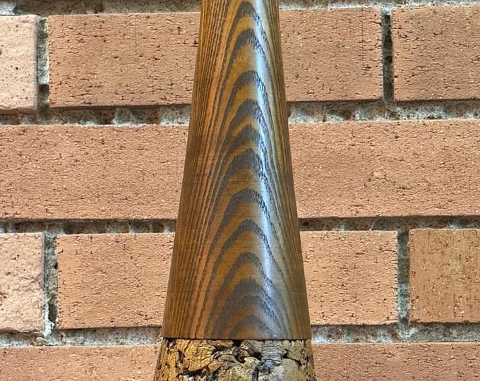 Vintage MCM Cork Walnut Wood Table Lamp Mid Century Modern Lighting 60s