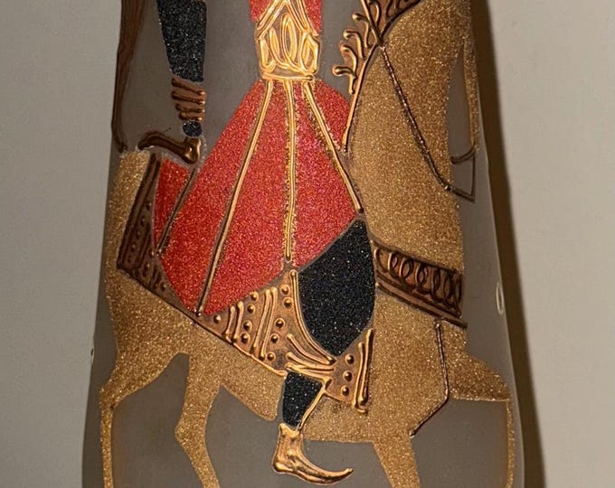 Vintage MCM 1960s Frosted Glass Lamp Knight Horse Mid Century Modern Lighting