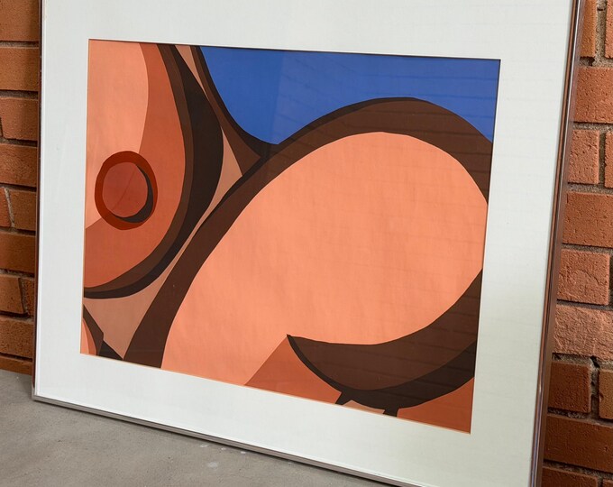 Vintage MCM Abstract Nude Screen Print Art Wall Hanging Mid Century Signed Greg Ragsdale - 1