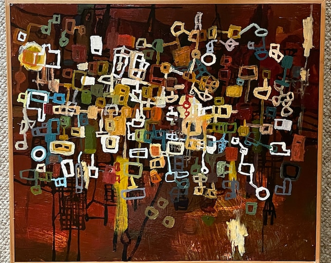 Colorful Abstract Shapes Acrylic Painting Sarah Giannobile "Eve" Modernist Art