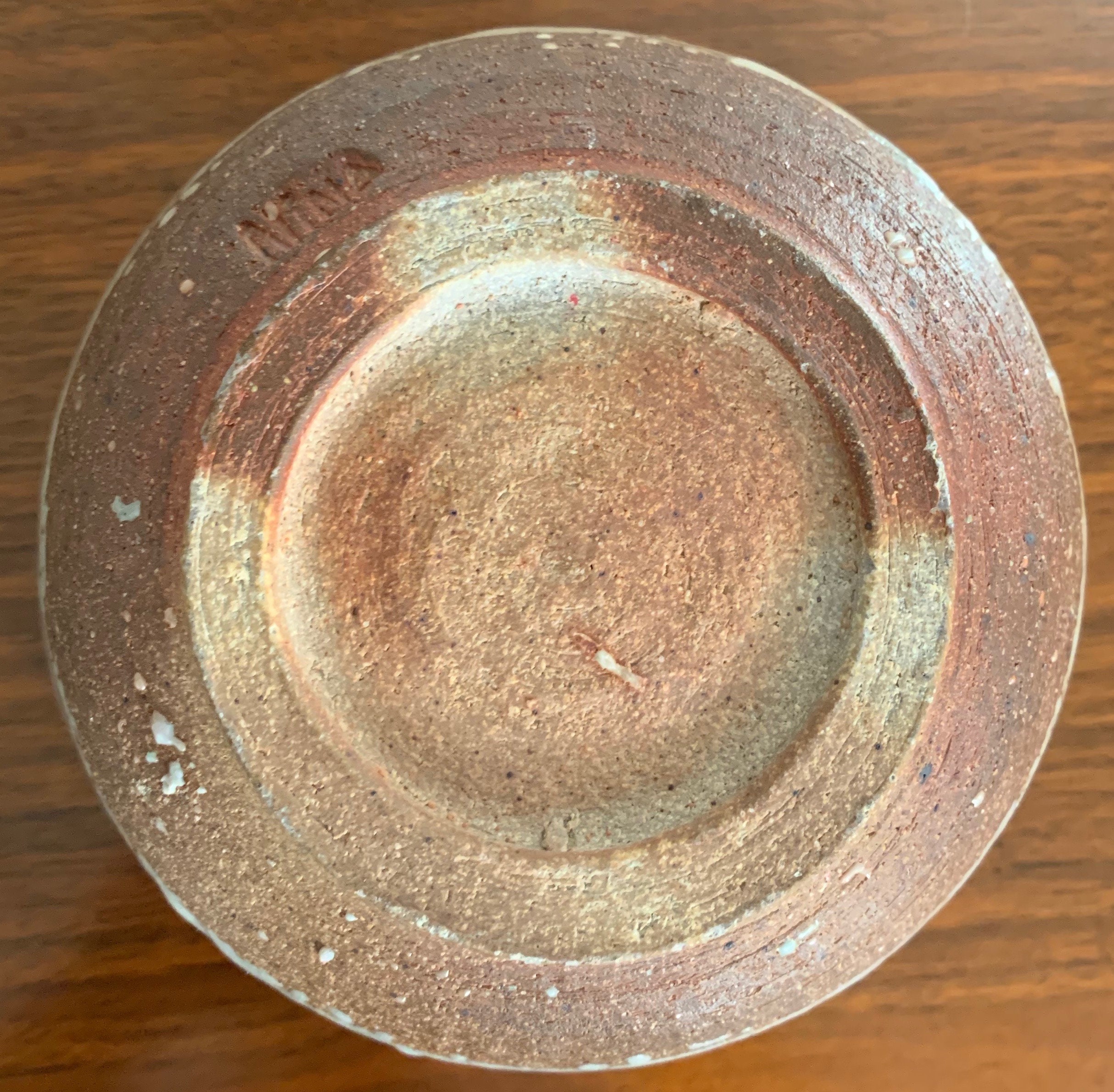 Vintage Studio Pottery Round Stoneware Ceramic Bowl Mid Century Modern