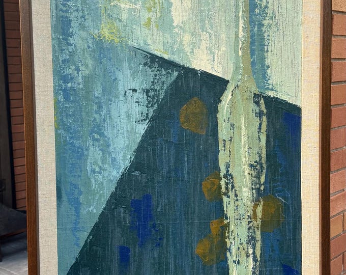 Vintage MCM Abstract Still Life Oil Painting Mid Century Modern Art Guyot 1960s