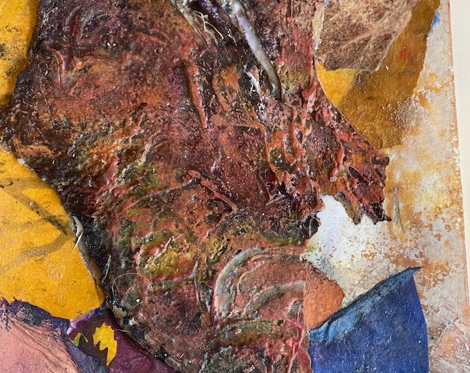 Vintage Textured Abstract Mixed Media Painting Modern Art Wall Hanging Signed