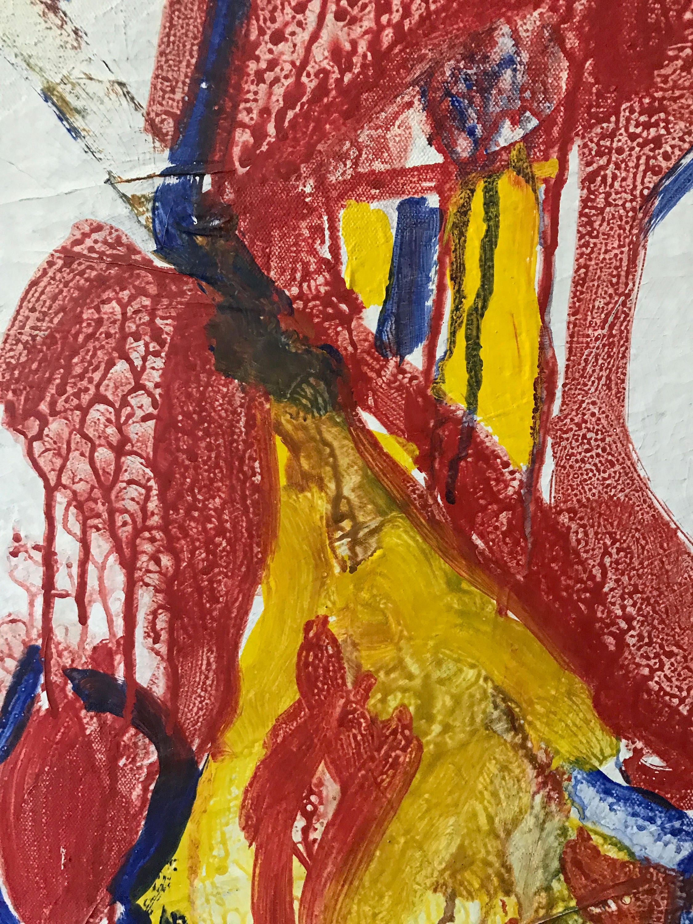 Vintage 60s Abstract Oil Painting Retro Art Wall Hanging Mid Century