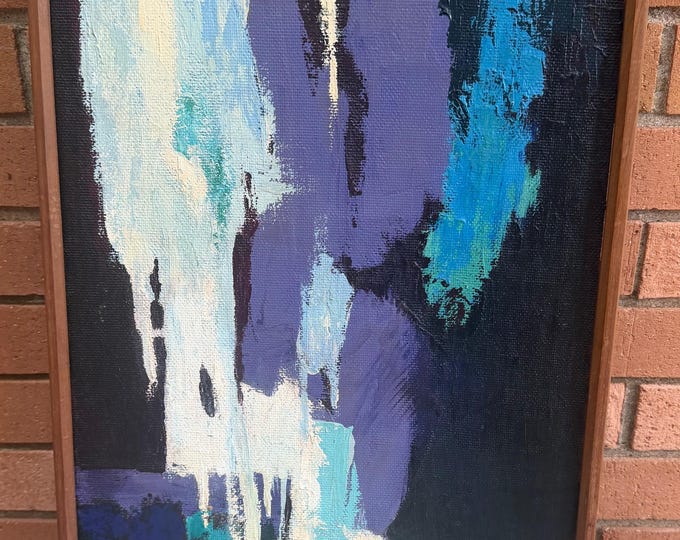Vintage Abstract Acrylic Painting Modern Art Wall Hanging Signed Virginia Witt