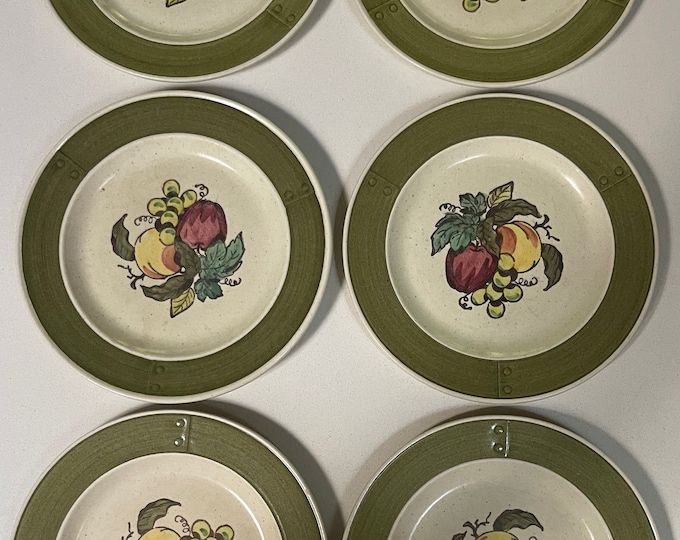Set 6 Vintage Metlox Poppytrail Provincial Fruit Bread Plates Dishes California