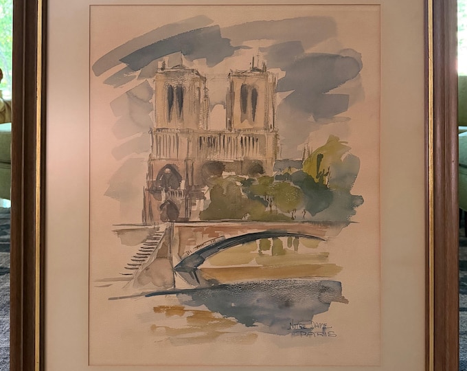 Vintage BROTHER MEL MEYER Notre Dame Paris Watercolor Painting Modern Art Signed - 5