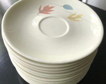 Vintage 50s Franciscanware Autumn Leaves Saucers Mid Century Modern Dinnerware