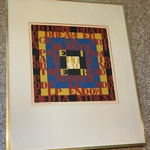 Vintage 70s 80s Framed Words Serigraph Print Wall Hanging Modern Art Signed Dorothy Dubinsky Pop Art image 5