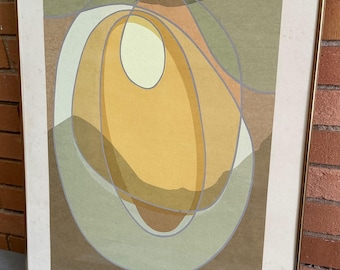 Vintage Abstract Screen Print Modern Art Wall Hanging Signed Gin O'Meara Framed