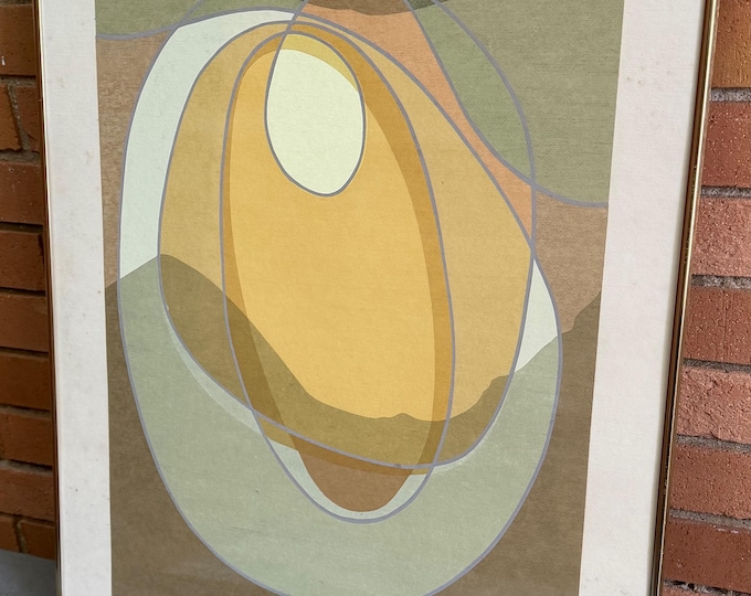 Vintage Abstract Screen Print Modern Art Wall Hanging Signed Gin O'Meara Framed