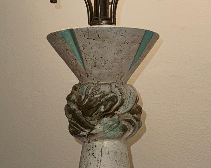 Vintage MCM Atomic Chalkware Metal Lamp 1950s Mid Century Modern Lighting AS-IS