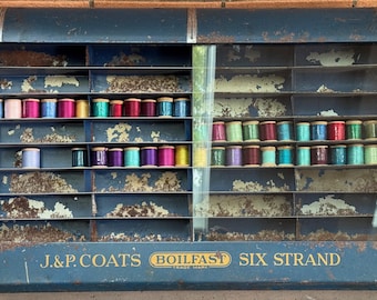 Vintage J&P Coats Metal Sewing Thread Spool Display Cabinet Organizer BoilFast