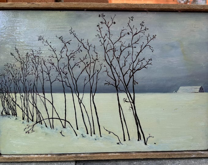 Framed Vintage Winter Landscape Painting Modern Art Wall Hanging Ernst Hackmann