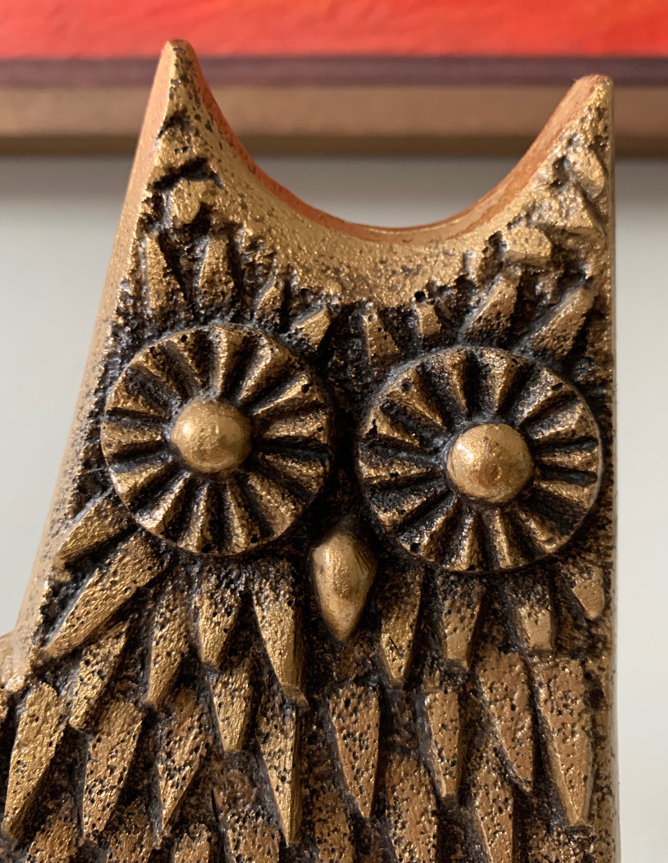 Vintage 70s Modernist Composite Owl Sculpture Figurine Object Mid ...