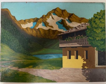 Vintage MCM Landscape Oil Painting Mid Century Modern Art Signed Wallisch