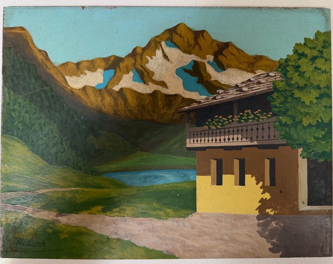 Vintage MCM Landscape Oil Painting Mid Century Modern Art Signed Wallisch